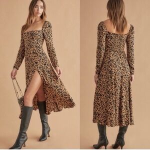 Reformation Animal Print Long Sleeve Dress